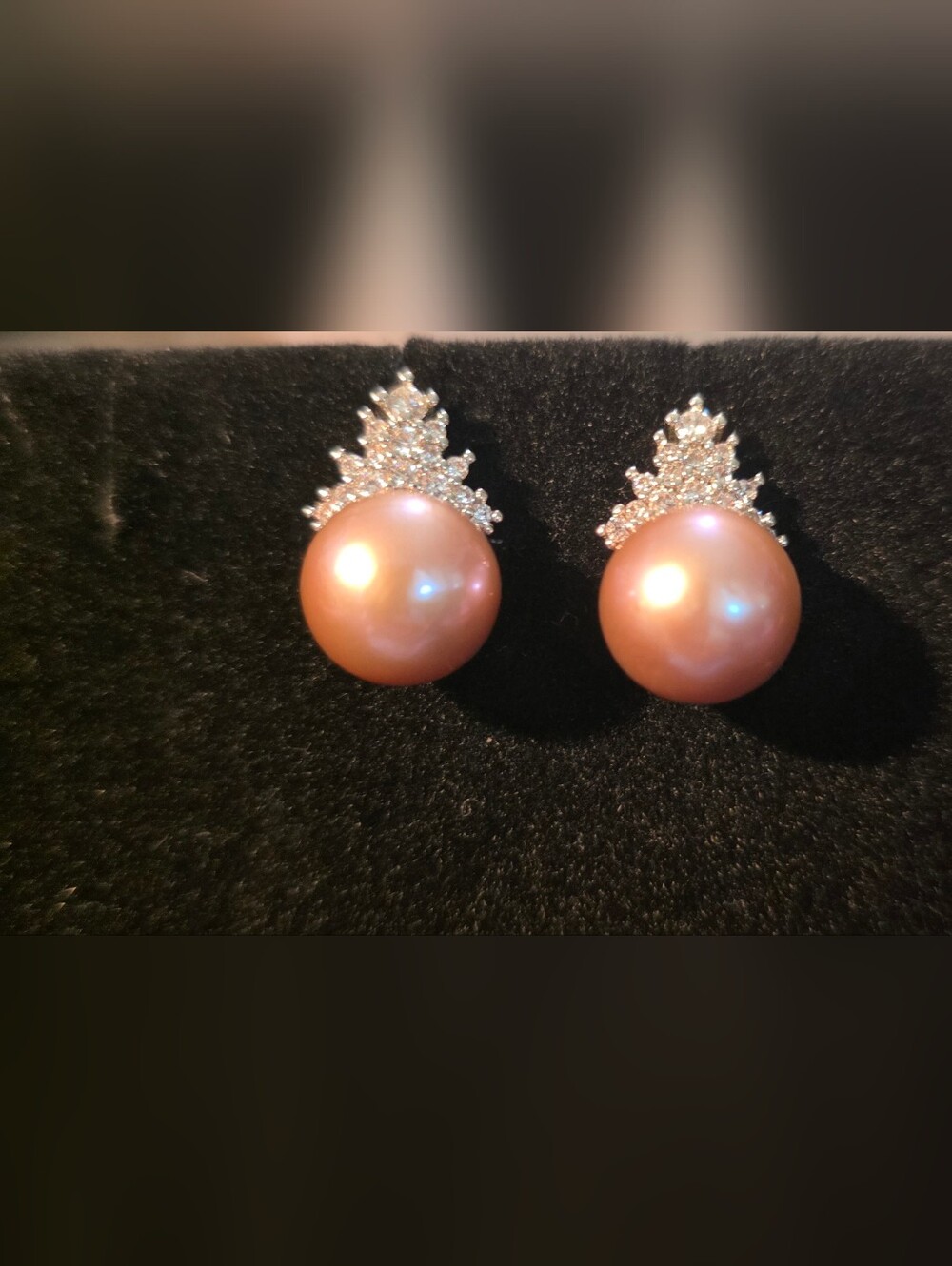 Pink Pearl Sterling Silver Earrings - Women Jewelry - Picture 3 of 7